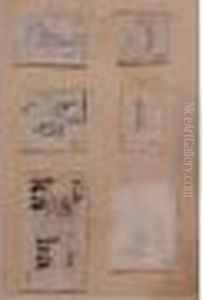 Six Dessins Sur Le Meme Montage, Portant En Bas A Droite Le Cachet De 1920 : Six Dessins Sur Le Meme Montage, Portant En Bas A Droite Le Cachet De 1920 :