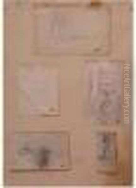 Cinq Dessins Sur Le Meme Montage, Portant En Bas A Droite Le Cachet De 1920 - view 1