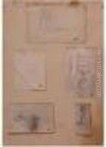 Cinq Dessins Sur Le Meme Montage, Portant En Bas A Droite Le Cachet De 1920 by Jean-Francois Millet
