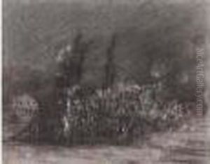 Fusain Sur Papier Bleu by Jean-Francois Millet