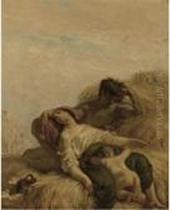 Les Moissoneurs Endormis (harvester And His Family Resting) by Jean-Francois Millet