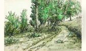 Chemin De Campagne Avec Bosquet D'arbres by Jean-Francois Millet