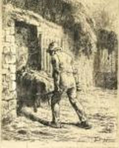 Le Paysan Rentrant Du Fumier. by Jean-Francois Millet