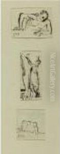 Three Studies Of Peasants by Jean-Francois Millet