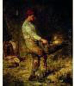 Paysans Dans Une Etable by Jean-Francois Millet