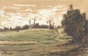 Ferme Sur Les Hauteurs De Vichy by Jean-Francois Millet
