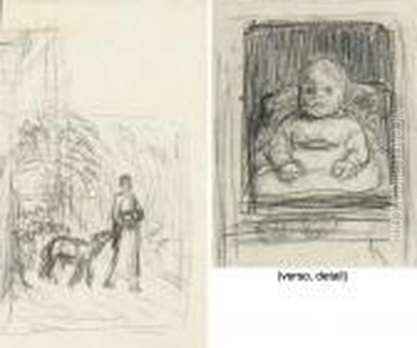 A Shepherdess Carrying A Baby, With A Sheep (recto); Margueritesensier (verso) - view 1