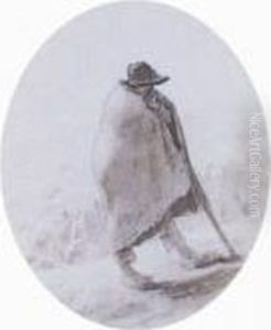 Berger Appuye Sur Son Baton by Jean-Francois Millet