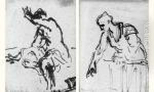 Deux Etudes De Femmes by Jean-Francois Millet