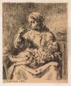 La Bouillie<</b> by Jean-Francois Millet