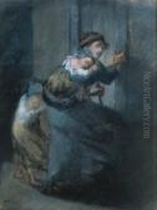 Mere Et Ses Deux Enfants by Jean-Francois Millet