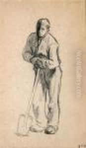 Paysan Appuy Sur Sa Bche (peasant Leaning On A Shovel)
Stamped With Initials 'j.f.m' (robert L. Herbert's 1875a; Lowerright) by Jean-Francois Millet