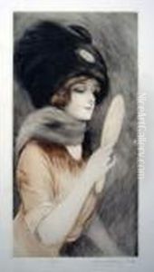 Elegante Au Face A Main by Maurice Milliere