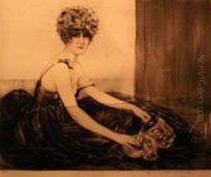 Jeune Femme Aux Masques. by Maurice Milliere
