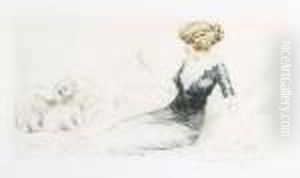 Jeune Femme Au Bichon by Maurice Milliere