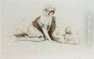 Girl With A Dog by Maurice Milliere