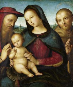 Madonna With The Christ Child Blessing And St Jerome And St Francis (Von Der Ropp Madonna) 1502 by Raphael