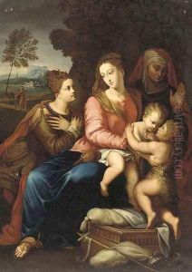 The Virgin and Child with St. John the Baptist, St. Anne and St. Catherine of Alexandria by Raphael