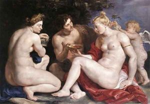 Venus, Cupid, Baccchus and Ceres 1612-13 by (studio of) Rubens, Peter Paul