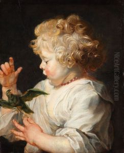 Boy with Bird c. 1616 by (studio of) Rubens, Peter Paul