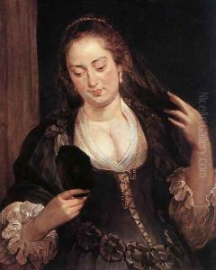 Woman with a Mirror c. 1640 by (studio of) Rubens, Peter Paul