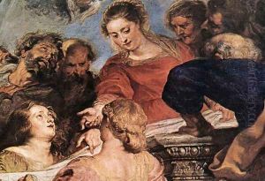 Assumption of the Virgin (detail-2) 1626 by (studio of) Rubens, Peter Paul