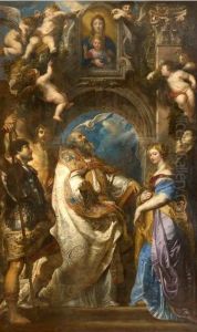 Saint Gregory With Saints Domitilla Maurus And Papianus by (studio of) Rubens, Peter Paul