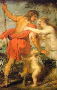 Venus and Adonis (detail) by (studio of) Rubens, Peter Paul
