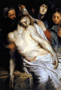 Lamentation (Christ on the Straw) 1617-18 by (studio of) Rubens, Peter Paul
