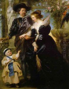 Rubens, his wife Helena Fourment, and their son Peter Paul c. 1639 by (studio of) Rubens, Peter Paul