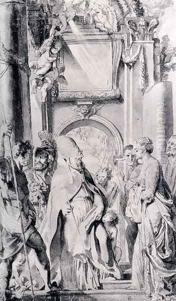 Saint Gregory With Saints Domitilla, Maurus, And Papianus - view 1