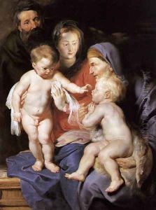 The Holy Family with Sts Elizabeth and John the Baptist c. 1614 by (studio of) Rubens, Peter Paul