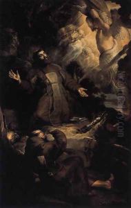 The Stigmatization of St Francis c. 1616 by (studio of) Rubens, Peter Paul
