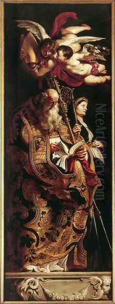 Raising of the Cross [detail: Sts Amand and Walpurgis] - view 1