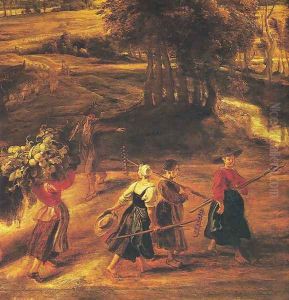 The return to the field (detail) by (studio of) Rubens, Peter Paul