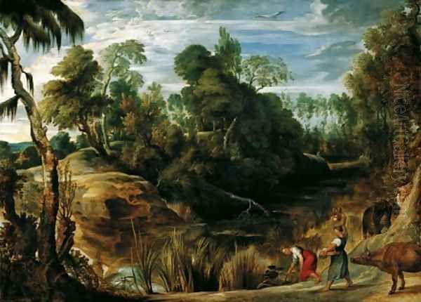Landscape with Milkmaids and Cows 1616 - view 1