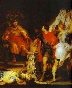 Peter Paul Rubens And Anthony Van Dyck Mucius Scaevola Before Porsenna 1620 by (studio of) Rubens, Peter Paul
