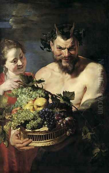 Satyr and Maid with Fruit Basket 1615 - view 1