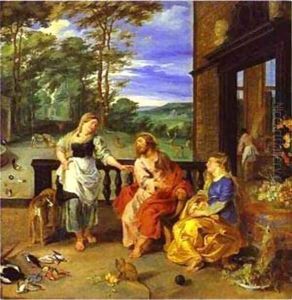 Jan Bruegel-The Younger And Peter Paul Rubens Christ In The House Of Martha And Mary 1628 by (studio of) Rubens, Peter Paul