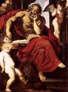 St Jerome in His Hermitage by (studio of) Rubens, Peter Paul