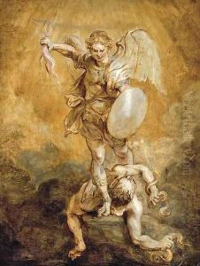 Saint Michael subduing Lucifer by (studio of) Rubens, Peter Paul