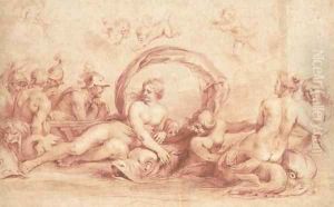 The meeting of Peleus and Thetis, after Agostino Carracci by (studio of) Rubens, Peter Paul
