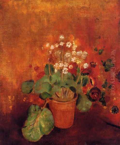 Flowers In A Port On A Red Background - view 1