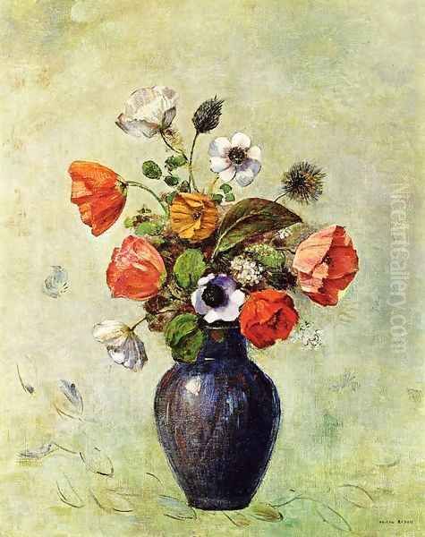 Anemones And Poppies In A Vase - view 1