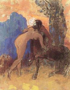 Struggle Between Woman And Centaur by Odilon Redon