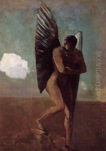Fallen Angel Looking At At Cloud by Odilon Redon