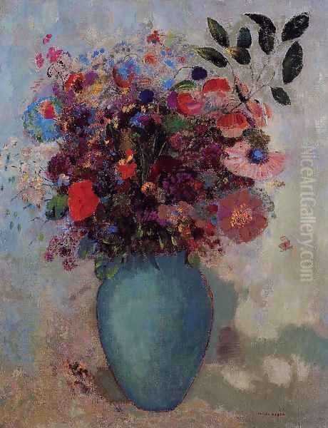 Flowers In A Turquoise Vase - view 1