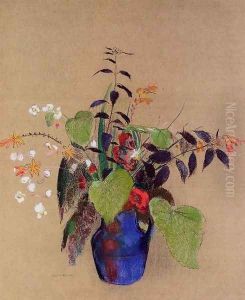 Flowers In A Blue Jug by Odilon Redon