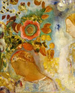 Two Young Girls Among Flowers by Odilon Redon