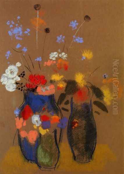 Three Vases Of Flowers - view 1